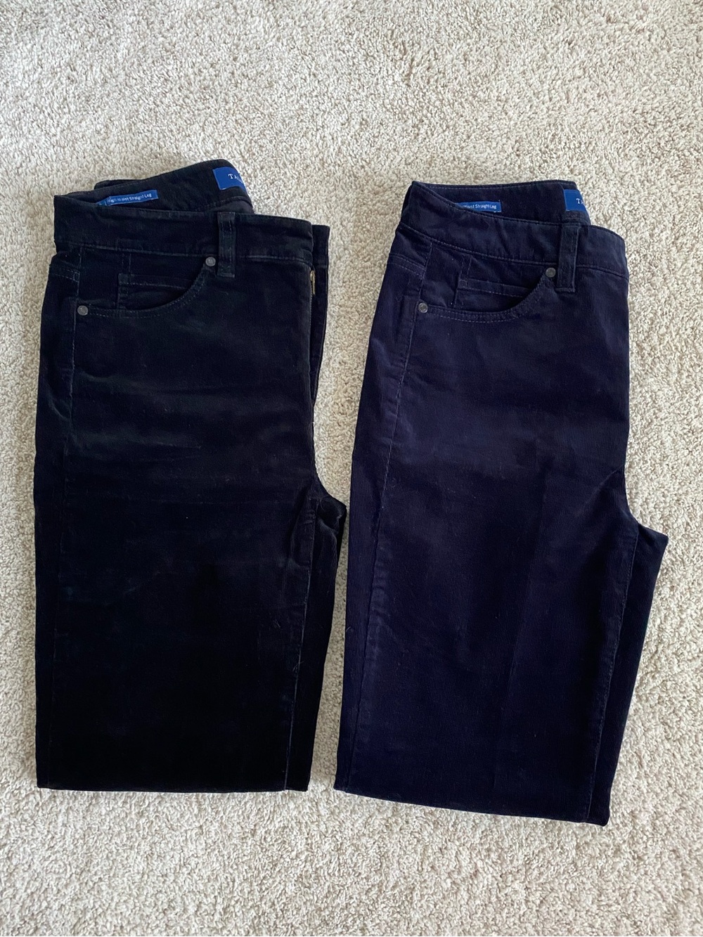 Talbots Pair of Women's High-Waist Straight-Leg Corduroy Pants in Black and Navy
